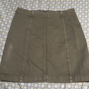 Free People Khaki Olive Green Stretch Pencil Mini Skirt 10